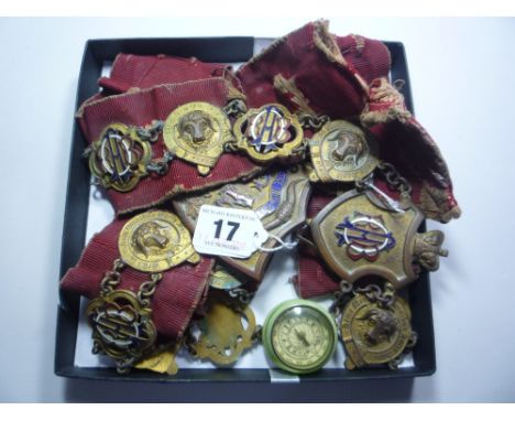 A BUFFALO SASH, with various regalia and a bakelite compass