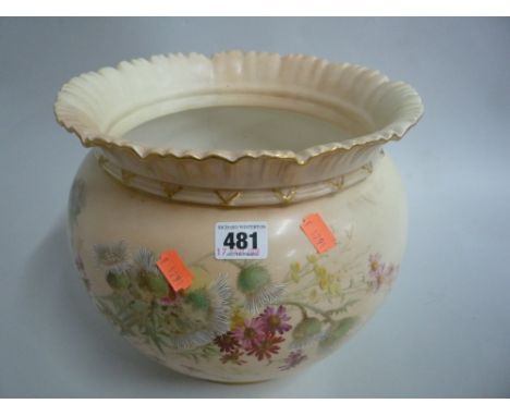 A ROYAL WORCESTER BLUSH IVORY JARDINIERE, No 1651 (hairline)