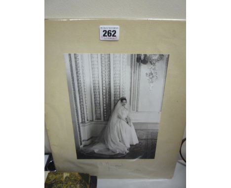 CECIL BEATON, wedding portrait of HRH Princess Margaret in Norman Hartnell dress, signed 'Cecil Beaton' and 'Margaret 1960' o