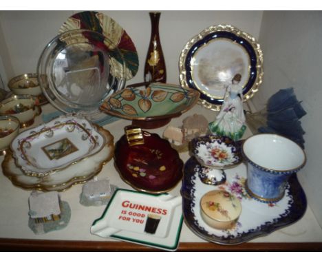 VARIOUS CERAMICS, GLASS, FANS, etc to include Worcester, Doulton, Royal Crown Derby etc (sd)