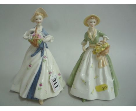 TWO ROYAL WORCESTER FIGURES, 'Summer Day' and 'Spring Morn', both modelled by F.G. Doughty (2)