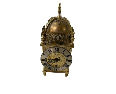 Replica brass lantern clock, 29cm.