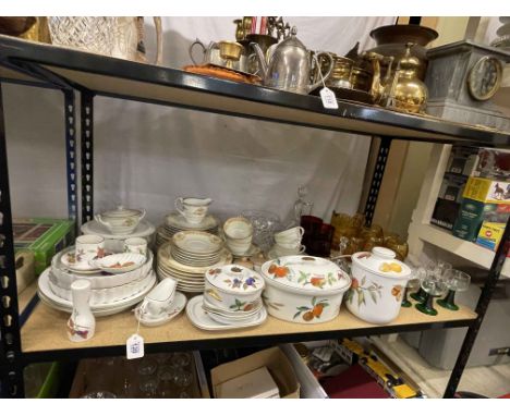Royal Worcester Evesham, Noritake dinner and tea service, coloured glass, Victorian meat plate, etc.