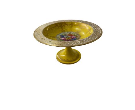 Royal Worcester tazza, painted with floral bouquet by Phillip.