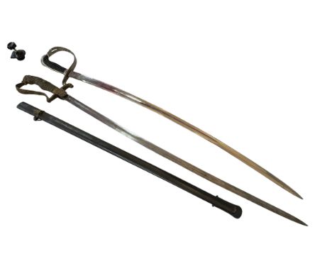 Two swords and separate single scabbard (3).