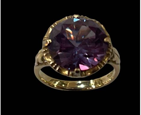 Amethyst 14k gold ring, size J/K.