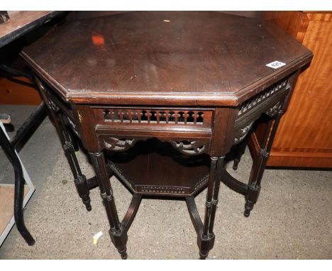 Carved Octagonal Table with Shelf under 