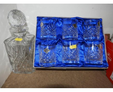 Crystal Decanter and Set of Edinburgh Crystal Whisky Tumblers 