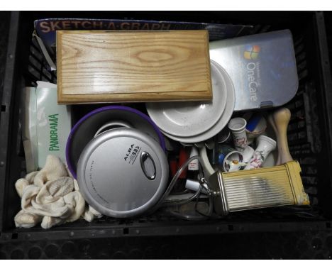 Plastic Crate and Contents - Carriage Clock etc 