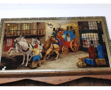 Large Gilt Framed Tapestry Wall Hanging 