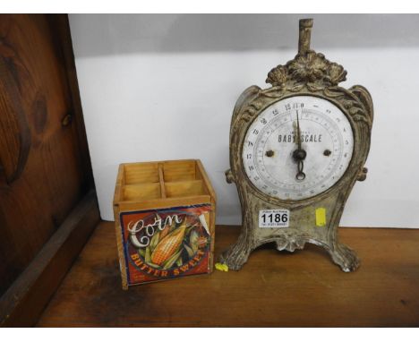 Baby Scale and Wooden Crate 