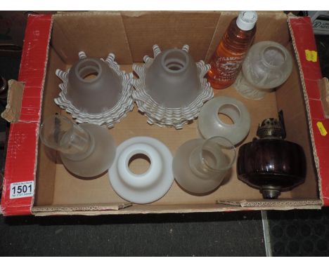 Box of Glass Light Shades etc 