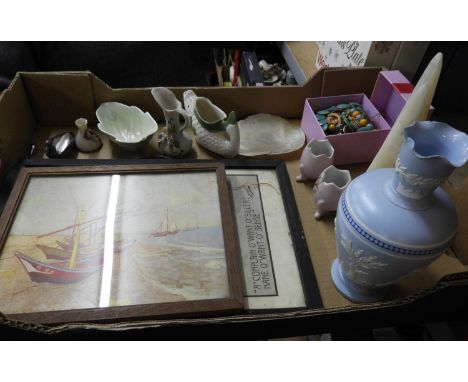 Box of Misc - Framed Prints, China etc - to include Carltonware 