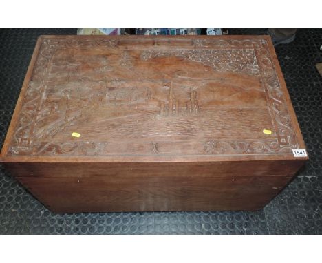 Carved Camphor Wood Trunk in the Oriental Taste - 36" Wide 