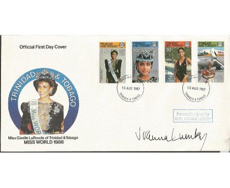 Joanna Lumley signed Official First Day Miss World cover issued by Trinidad & Tobago featuring Miss Giselle LaRonde Trinidad 