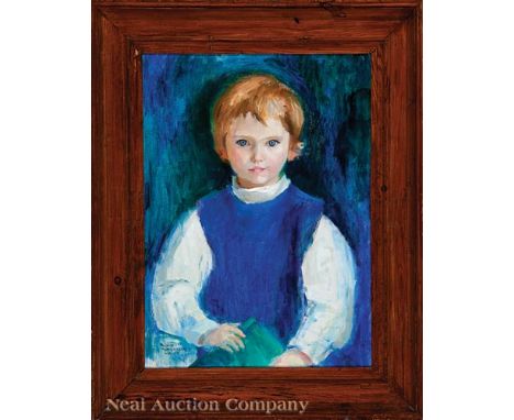 Mildred Nungester Wolfe (American/Mississippi, 1912-2009) , "Portrait of Barrett", oil on canvas, signed lower left, 22 in. x