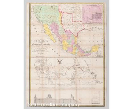 Samuel Augustus Mitchell (American, 1792-1868) , "Map of Mexico, Including Yucatan & Upper California, exhibiting the Chief C