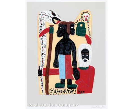 Herbert "Coon" Singleton (American/New Orleans, 1945-2007) , "Came Out of Her", color lithograph on paper, pencil-signed and 