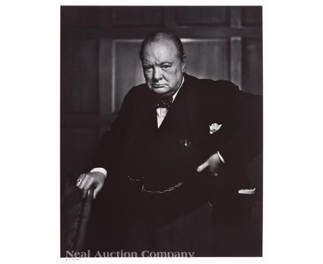 Yousuf Karsh (Armenian/Canadian, 1908-2002) , "Portrait of Winston Churchill", 1941, silver print, printed 1980s, signed on m