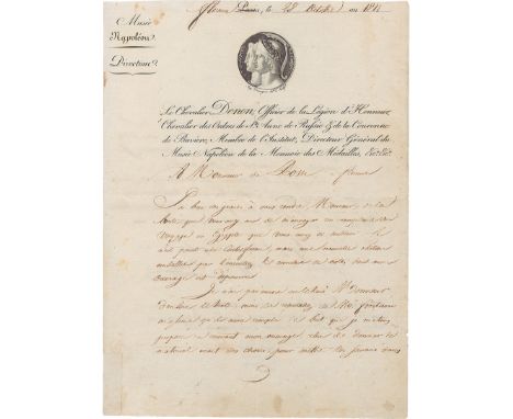 Denon, Dominique Vivant Baron, franz. Kunstpolitiker unter Napoleon, Medailleur, Graveur, Archäologe, Maler, Schriftsteller, 
