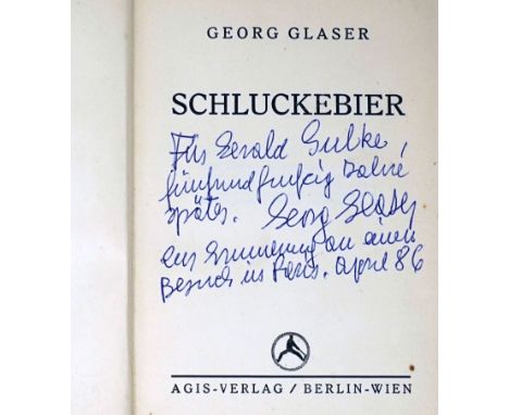 Glaser, Georg K. Schluckebier. 160 S. 19 x 13,5 cm. OLeinen (etwas fleckig). Berlin udn Wien, Agis, 1932.Kosch, 20. Jhdt. XI,