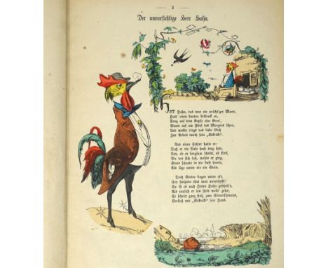 (Glaßbrenner, Adolf). Sprechende Thiere. Fünfte unveränderte Auflage. 18 num. Bl. Mit zahlreichen kolorierten Textillustratio