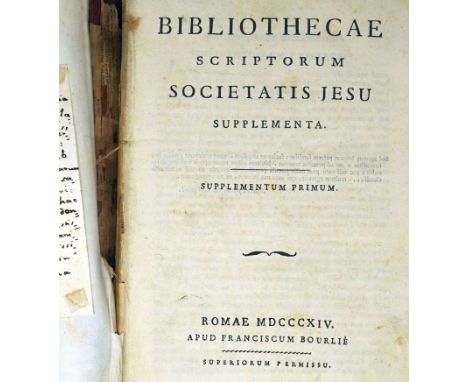 (Caballero, R. D.). Bibliotheca scriptorum societatis Jesu supplementa. 2 in 1 Bd. 1 Bl., 307 S.; 126 S., 1 Bl. 28 x 20 cm. H