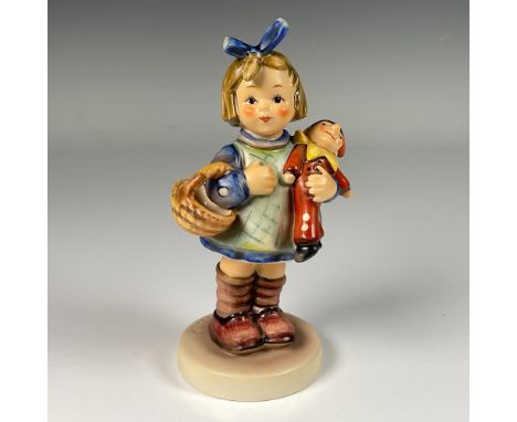 Hand decorated exclusive special edition no.7 figure of a standing young girl with basket and doll. Artist impressed signatur