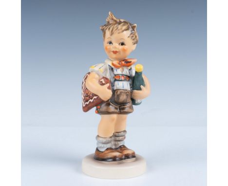Hand decorated exclusive special edition no.4 figure of a young boy with a bottle of wine and a large heart, for celebrating 