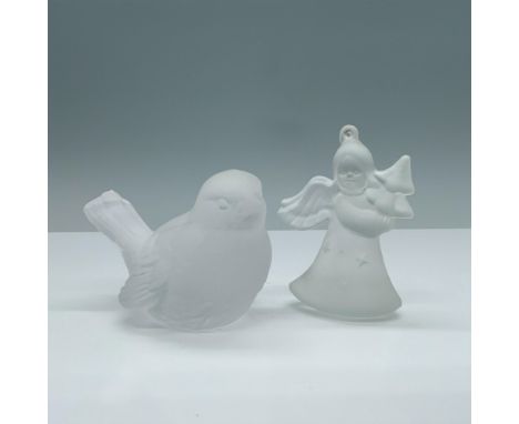 Frosted crystal set featuring a little angel and a bird. This items have their original box. Bird: 5.75"L x 2"W x 2.75"H; box