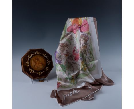 This set features a limited edition wooden octagonal music box (121 of 500) with a signed painting by Edna Hibel. Certificate