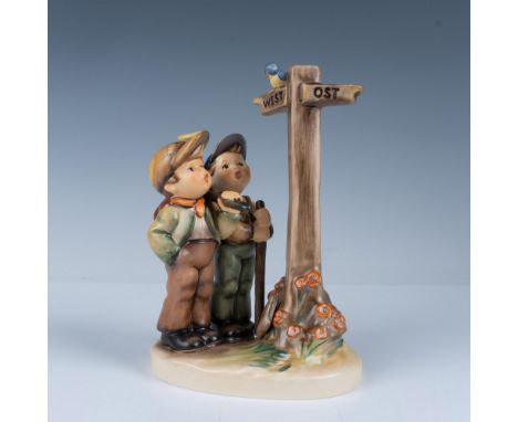 Limited edition hand decorated figure with a certificate featuring an adorable scene of two kids looking at a sign. Signature