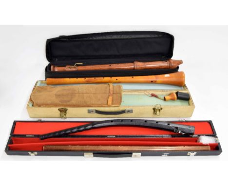 *Contemporary shawm, 24.5" long, contemporary recorder, 24.75" long, contemporary cornetto, 23.5" long and a pipe, 24.5" long