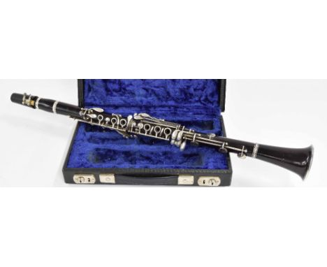 Klingson extended Boehm system blackwood clarinet with silver plated keys by Karl Hammerschmidt u Sohne, Burgau (SCHW), case