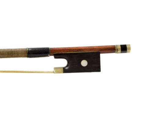 Nickel mounted violin bow stamped Pillot, 54gm