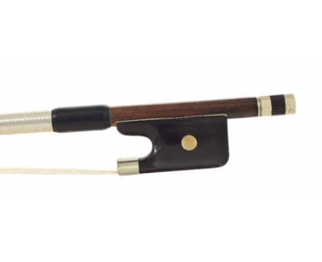 Nickel mounted violoncello bow, unstamped, 80gm