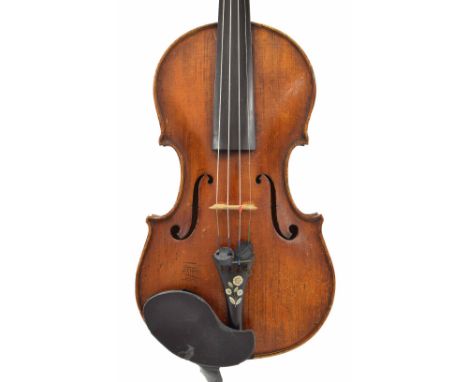 English violin by and labelled Frederick Cayford, Maker, London 1887, the two piece back of faint medium curl with similar wo