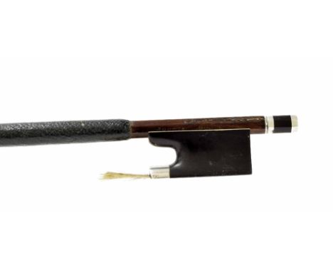 Silver mounted violin bow stamped Hawkes & Son, Tourte Model, 54gm (without hair) (at fault)