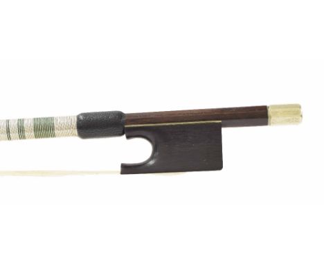 Interesting nickel mounted violin bow, unstamped, 61gm