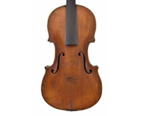 Interesting 19th century violin bearing a damaged label inscribed ...S Szamara Keszitette Nemessanyi Samu Pesten 1876..., the