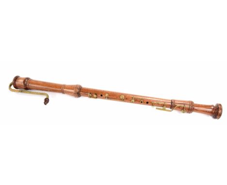 *Contemporary bass recorder, with brass crook, 50" long overall, within an associated case