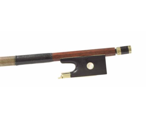 French nickel mounted violin bow, unstamped, 55gm (without hair)