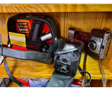 CHINON 44 AUTO ZOOM CAMCORDER IN BOX, ENZINE FULVUE BOXED CAMERA IN CASE &amp; VINTAGE GERMAN DACORA 35M CAMERA