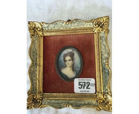 OVAL PORTRAIT OF LADY IN A DECORATIVE GILT FRAME, INDISTINCTLY SIGNED