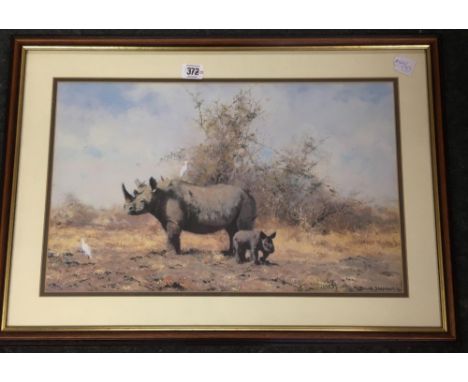 DAVID SHEPHERD RHINO'S &amp; BABY PRINT