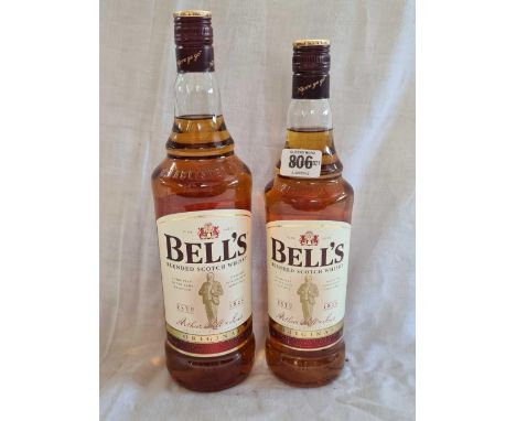 2 BOTTLES OF BELLS SCOTCH WHISKY, 1lt &amp; 1 BY 70cl