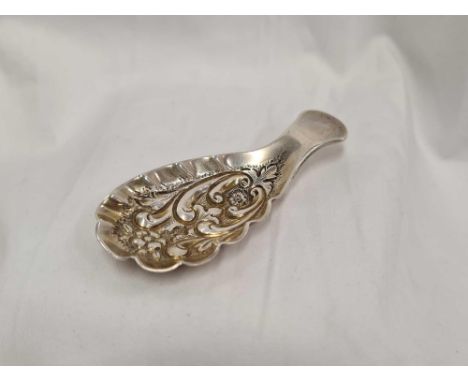 GOOD SILVER ART NOUVEAU CADDY SPOON BY THOMAS HAYES. B'HAM 1900