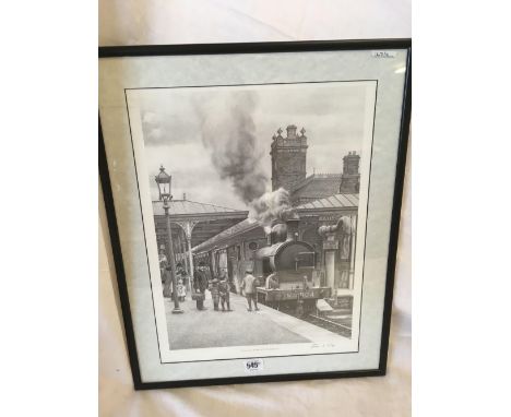 VIEW OF AN 0-6-2 TANK ENGINE AT ULVERSTON STATION, SIGNED IN PENCIL JOHN S GIBB 