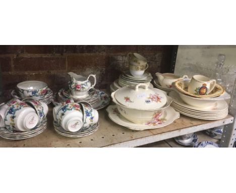 SHELF OF BOOTHS FLORA-DORA TEA WARE &amp; VARIOUS OTHER CHINA