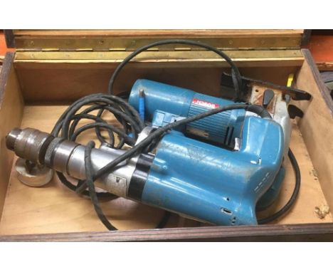 WOODEN BOX WITH BOSCH SANDER &amp; BOSCH HEAVY DUTY DRILL 